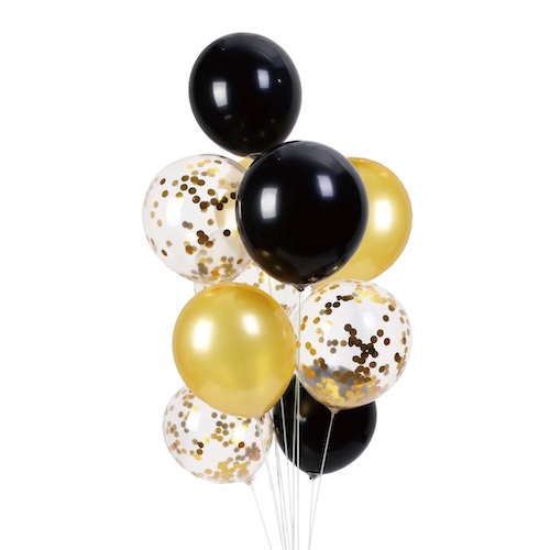  Globos de fiesta de color negro, dorado y plateado, 50 globos  de látex metálicos más gruesos de 12 pulgadas con cinta para decoración de  bodas, cumpleaños, baby shower (negro dorado y